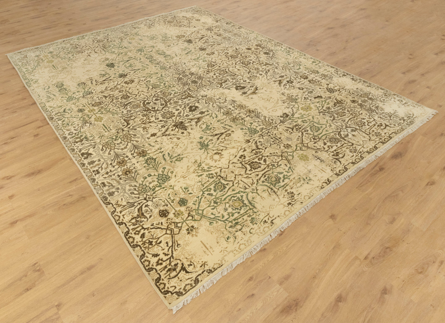 9x12 Zeigler Beige Floral Medallion Persian Style Turkish Woolen Rug | Shritija Rugs | Buy Online Carpet